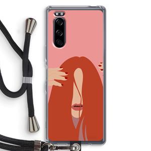 CaseCompany Woke up like this: Sony Xperia 5 Transparant Hoesje met koord
