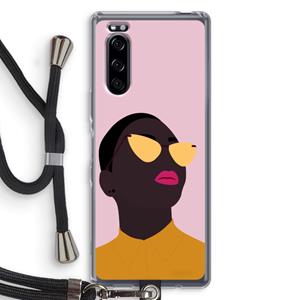 CaseCompany Yellow glasses: Sony Xperia 5 Transparant Hoesje met koord