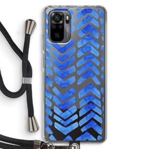 CaseCompany Blauwe pijlen: Xiaomi Redmi Note 10 Pro Transparant Hoesje met koord