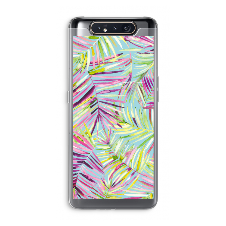 CaseCompany Tropical Palms Blue: Samsung Galaxy A80 Transparant Hoesje