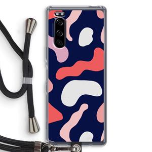 CaseCompany Memphis Shapes Pink: Sony Xperia 5 Transparant Hoesje met koord