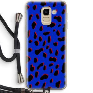 CaseCompany Blue Leopard: Samsung Galaxy J6 (2018) Transparant Hoesje met koord