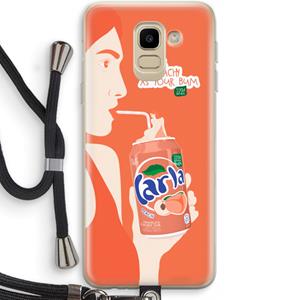 CaseCompany Peach please!: Samsung Galaxy J6 (2018) Transparant Hoesje met koord