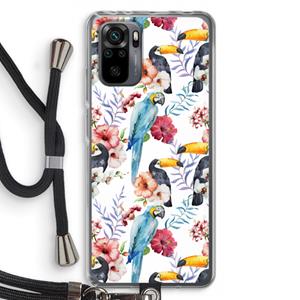 CaseCompany Bloemen tukan: Xiaomi Redmi Note 10 Pro Transparant Hoesje met koord