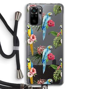 CaseCompany Kleurrijke papegaaien: Xiaomi Redmi Note 10 Pro Transparant Hoesje met koord