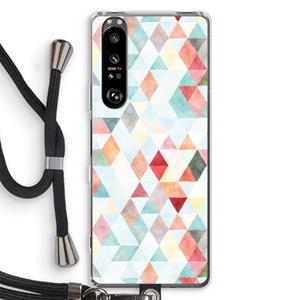 CaseCompany Gekleurde driehoekjes pastel: Sony Xperia 1 III Transparant Hoesje met koord