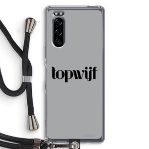 CaseCompany Topwijf Grijs Zwart: Sony Xperia 5 Transparant Hoesje met koord
