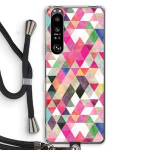 CaseCompany Gekleurde driehoekjes: Sony Xperia 1 III Transparant Hoesje met koord