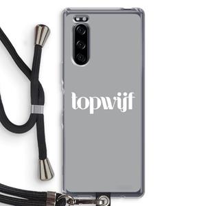 CaseCompany Topwijf Grijs Wit: Sony Xperia 5 Transparant Hoesje met koord