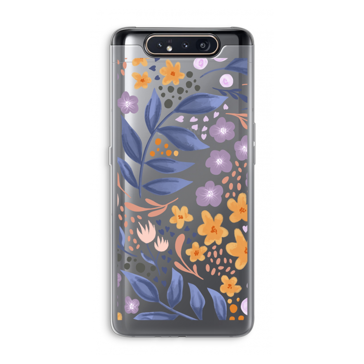 CaseCompany Flowers with blue leaves: Samsung Galaxy A80 Transparant Hoesje