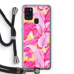 CaseCompany Pink Banana: Samsung Galaxy A21s Transparant Hoesje met koord