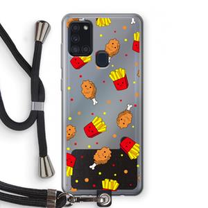 CaseCompany Chicken 'n Fries: Samsung Galaxy A21s Transparant Hoesje met koord