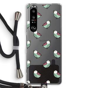 CaseCompany Vogeltjes: Sony Xperia 1 III Transparant Hoesje met koord