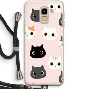 CaseCompany Katten: Samsung Galaxy J6 (2018) Transparant Hoesje met koord