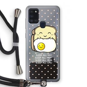 CaseCompany Sleep All Day: Samsung Galaxy A21s Transparant Hoesje met koord