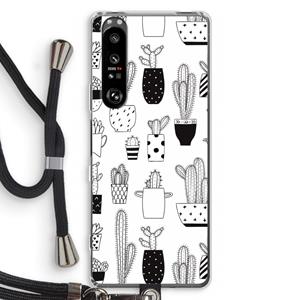 CaseCompany Cactusmotief: Sony Xperia 1 III Transparant Hoesje met koord