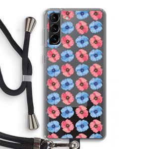 CaseCompany Klaproosjes: Samsung Galaxy S21 Plus Transparant Hoesje met koord