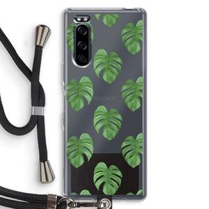 CaseCompany Monstera leaves: Sony Xperia 5 Transparant Hoesje met koord