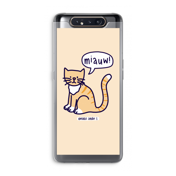 CaseCompany Miauw: Samsung Galaxy A80 Transparant Hoesje