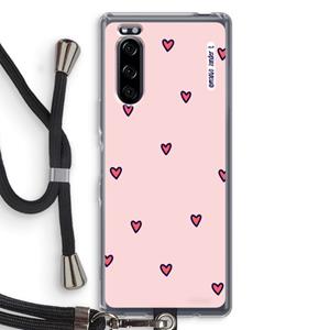 CaseCompany Hartjes: Sony Xperia 5 Transparant Hoesje met koord