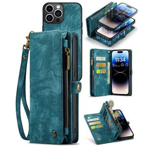 Caseme Vintage 2 in 1 portemonnee hoes - iPhone 14 Pro - Blauw