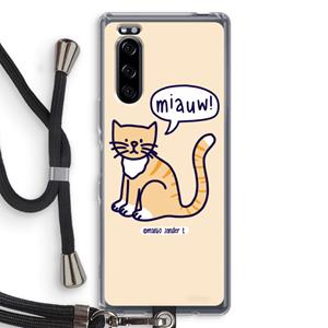 CaseCompany Miauw: Sony Xperia 5 Transparant Hoesje met koord