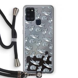 CaseCompany Poezen: Samsung Galaxy A21s Transparant Hoesje met koord