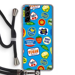 CaseCompany Fruitsticker: Samsung Galaxy S21 Plus Transparant Hoesje met koord