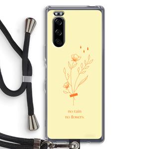 CaseCompany No rain no flowers: Sony Xperia 5 Transparant Hoesje met koord