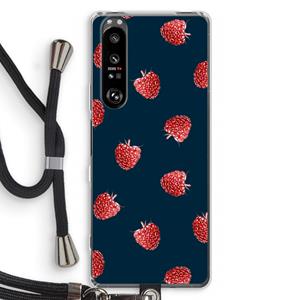 CaseCompany Framboosjes: Sony Xperia 1 III Transparant Hoesje met koord