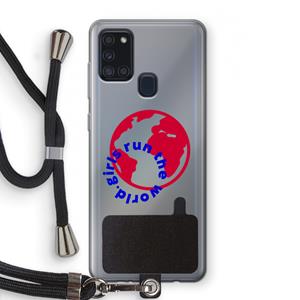 CaseCompany Run The World: Samsung Galaxy A21s Transparant Hoesje met koord