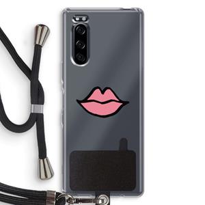 CaseCompany Kusje: Sony Xperia 5 Transparant Hoesje met koord