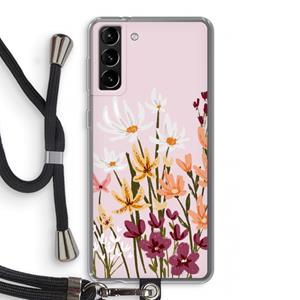CaseCompany Painted wildflowers: Samsung Galaxy S21 Plus Transparant Hoesje met koord