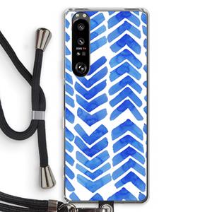 CaseCompany Blauwe pijlen: Sony Xperia 1 III Transparant Hoesje met koord
