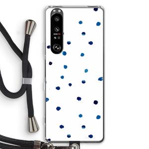 CaseCompany Blauwe stippen: Sony Xperia 1 III Transparant Hoesje met koord
