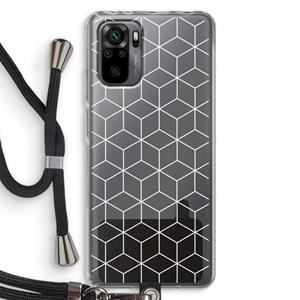 CaseCompany Zwart-witte kubussen: Xiaomi Redmi Note 10 Pro Transparant Hoesje met koord