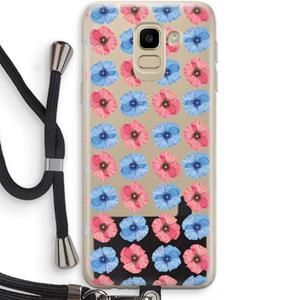CaseCompany Klaproosjes: Samsung Galaxy J6 (2018) Transparant Hoesje met koord
