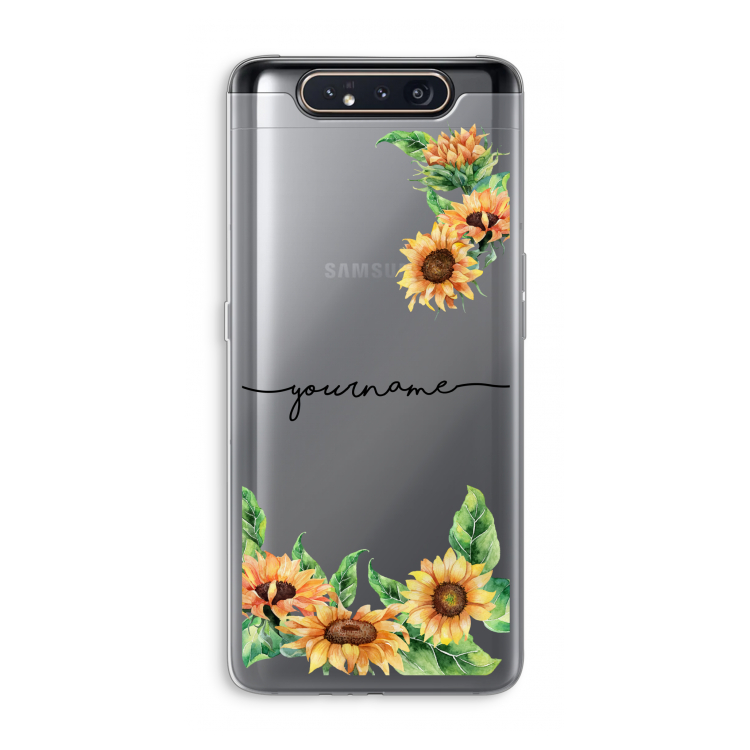 CaseCompany Zonnebloemen: Samsung Galaxy A80 Transparant Hoesje