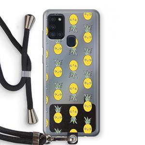 CaseCompany Ananas: Samsung Galaxy A21s Transparant Hoesje met koord
