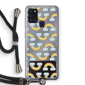 CaseCompany Regenboog: Samsung Galaxy A21s Transparant Hoesje met koord