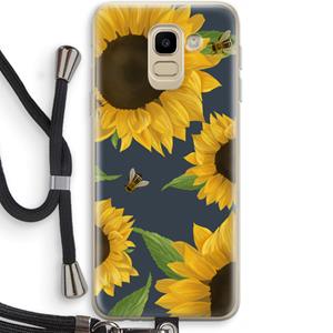 CaseCompany Sunflower and bees: Samsung Galaxy J6 (2018) Transparant Hoesje met koord