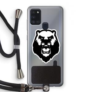 CaseCompany Angry Bear (white): Samsung Galaxy A21s Transparant Hoesje met koord