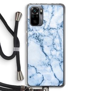 CaseCompany Blauw marmer: Xiaomi Redmi Note 10 Pro Transparant Hoesje met koord