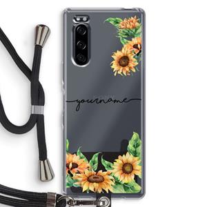 CaseCompany Zonnebloemen: Sony Xperia 5 Transparant Hoesje met koord