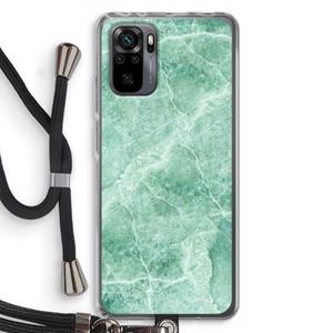 CaseCompany Groen marmer: Xiaomi Redmi Note 10 Pro Transparant Hoesje met koord