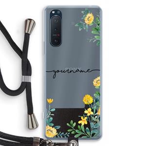 CaseCompany Gele bloemen: Sony Xperia 5 II Transparant Hoesje met koord