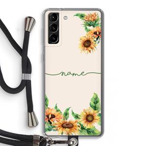 CaseCompany Zonnebloemen: Samsung Galaxy S21 Plus Transparant Hoesje met koord