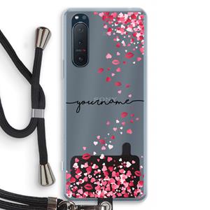 CaseCompany Hartjes en kusjes: Sony Xperia 5 II Transparant Hoesje met koord