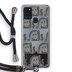 CaseCompany Cats: Samsung Galaxy A21s Transparant Hoesje met koord