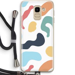 CaseCompany Memphis Shapes Blue: Samsung Galaxy J6 (2018) Transparant Hoesje met koord